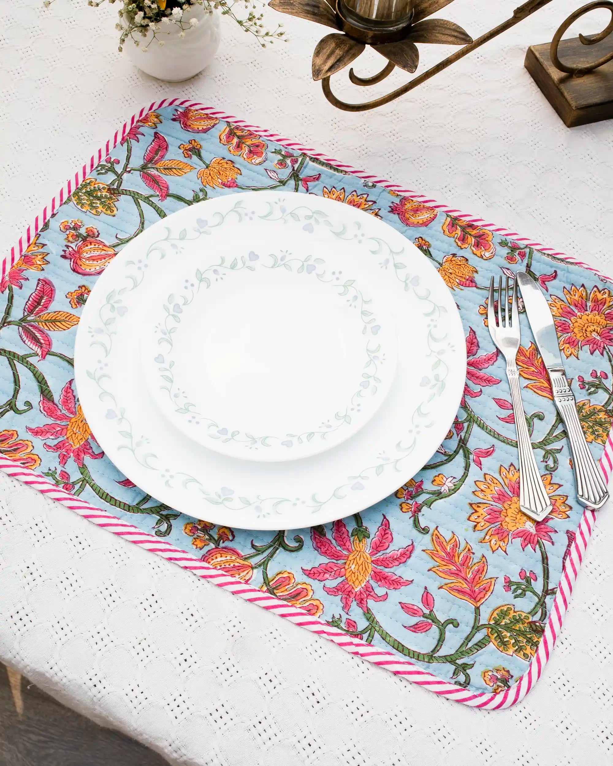 Rainbow Garden Reversible Placemats (Choose 4 or 6) | Singhvis