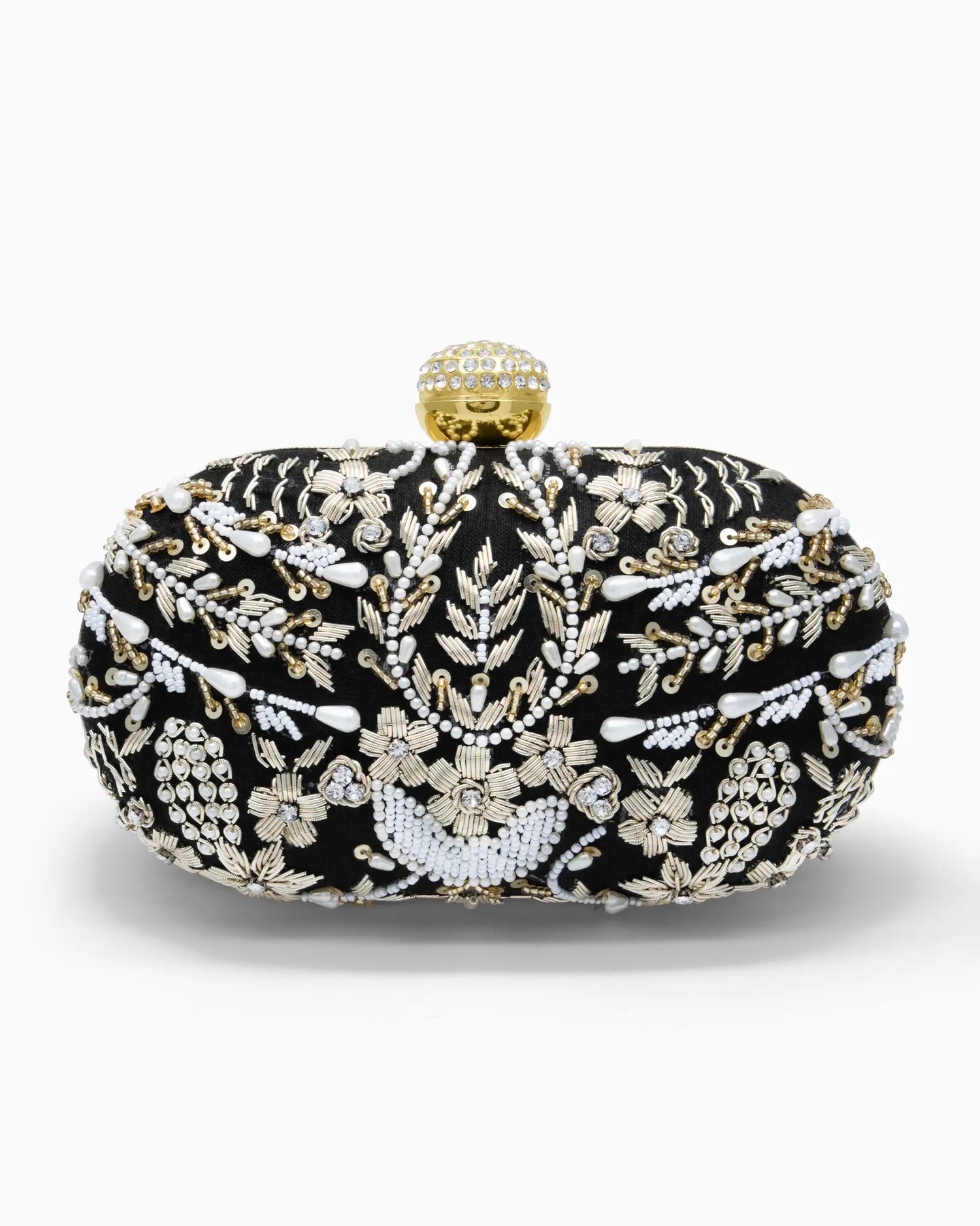Black Bridal Pearl Evening Clutch | Singhvis