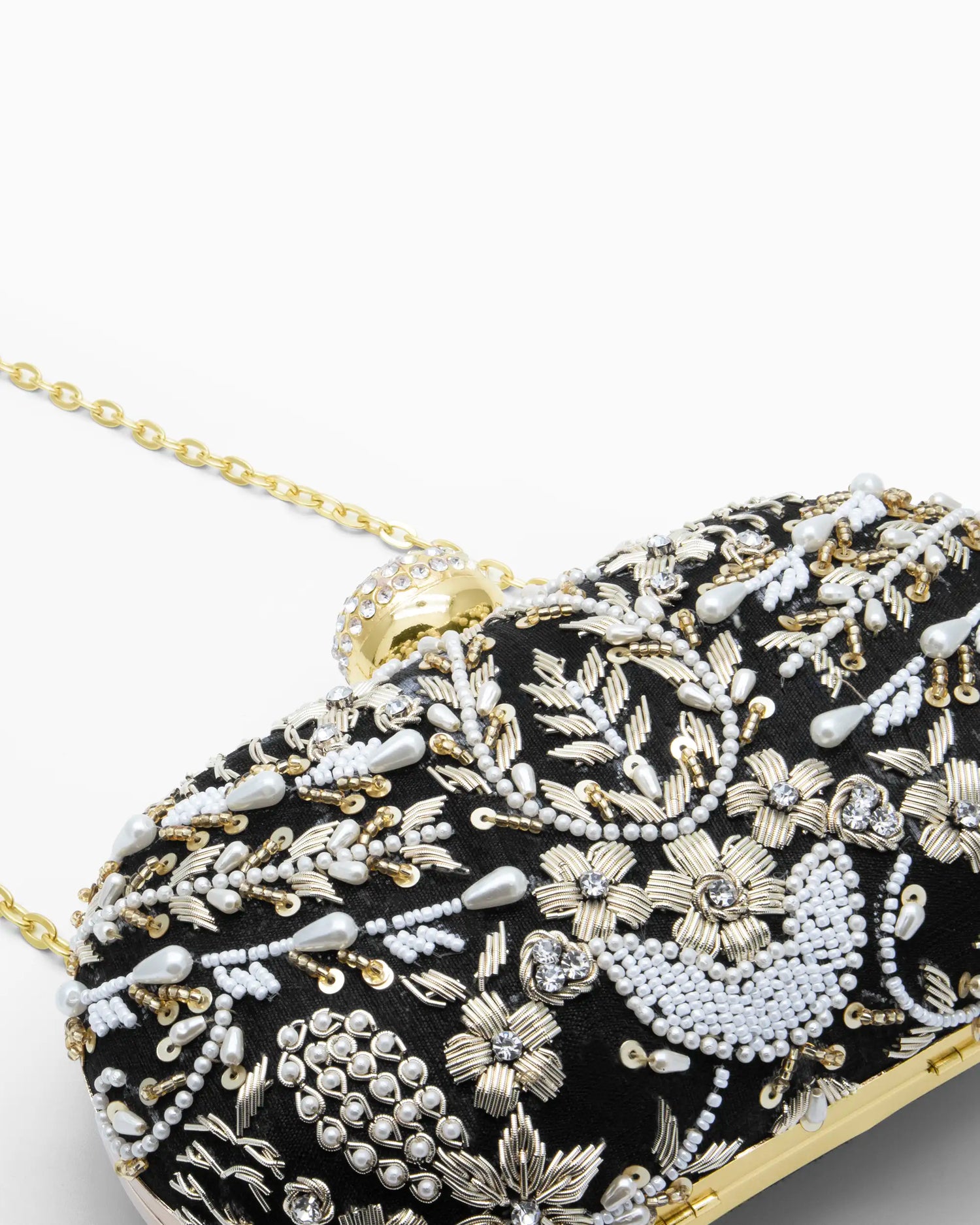 Black Bridal Pearl Evening Clutch | Singhvis