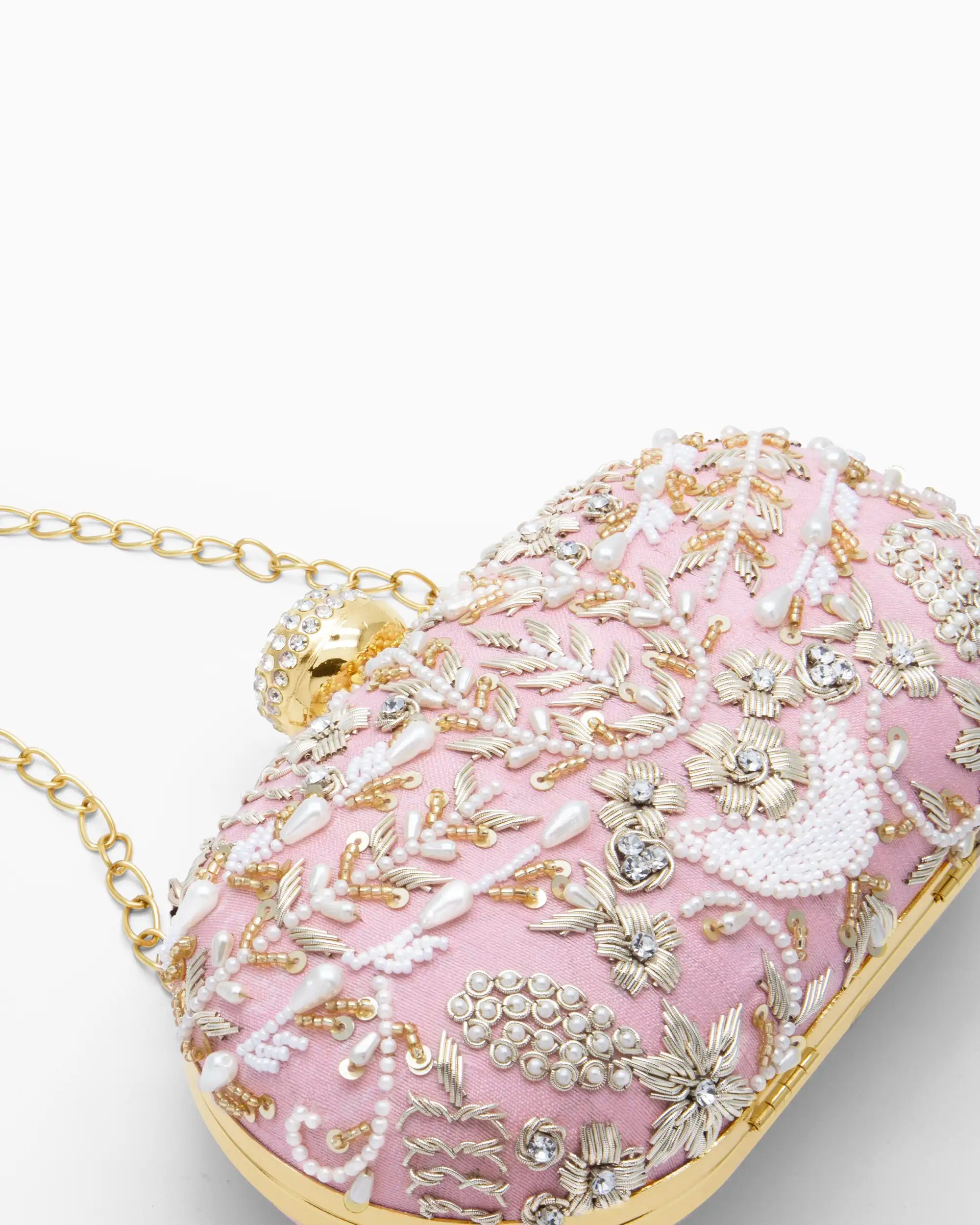 Blush Bridal Pearl Evening Clutch | Singhvis