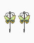 Ceramic Butterfly Iron Tile Hook (Set of 2) Green | Singhvis