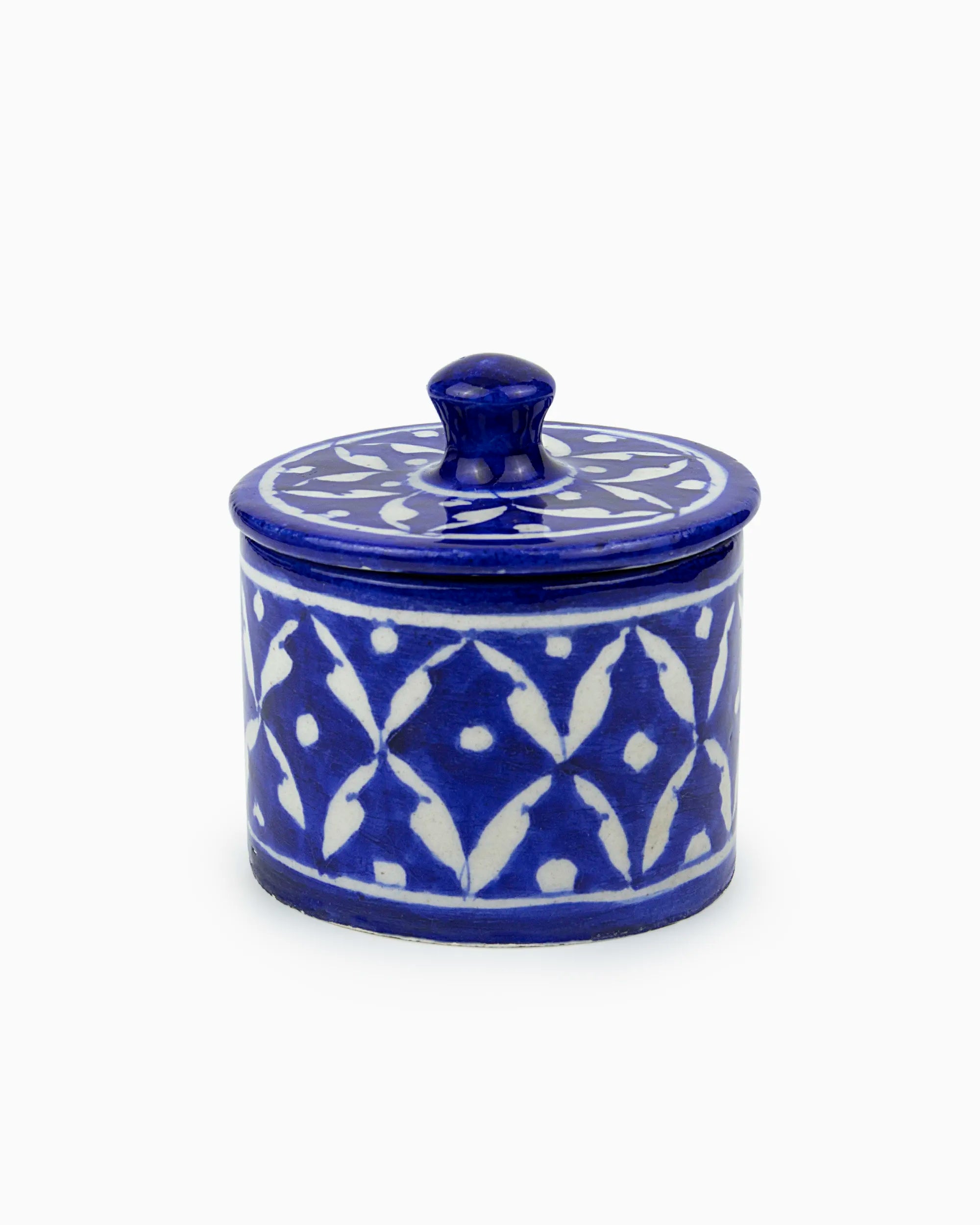 Ceramic Container with Lid - Bathroom Organizer Blue | Singhvis