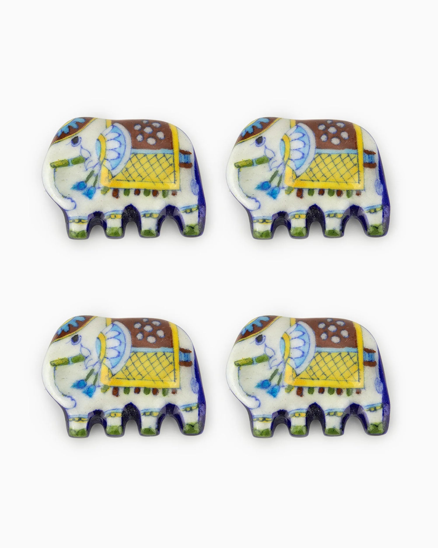 Ceramic Elephant Fridge Magnets (Set of 4) Multi | Singhvis