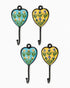 Ceramic Heart Iron Tile Hook (Set of 4) Multi | Singhvis
