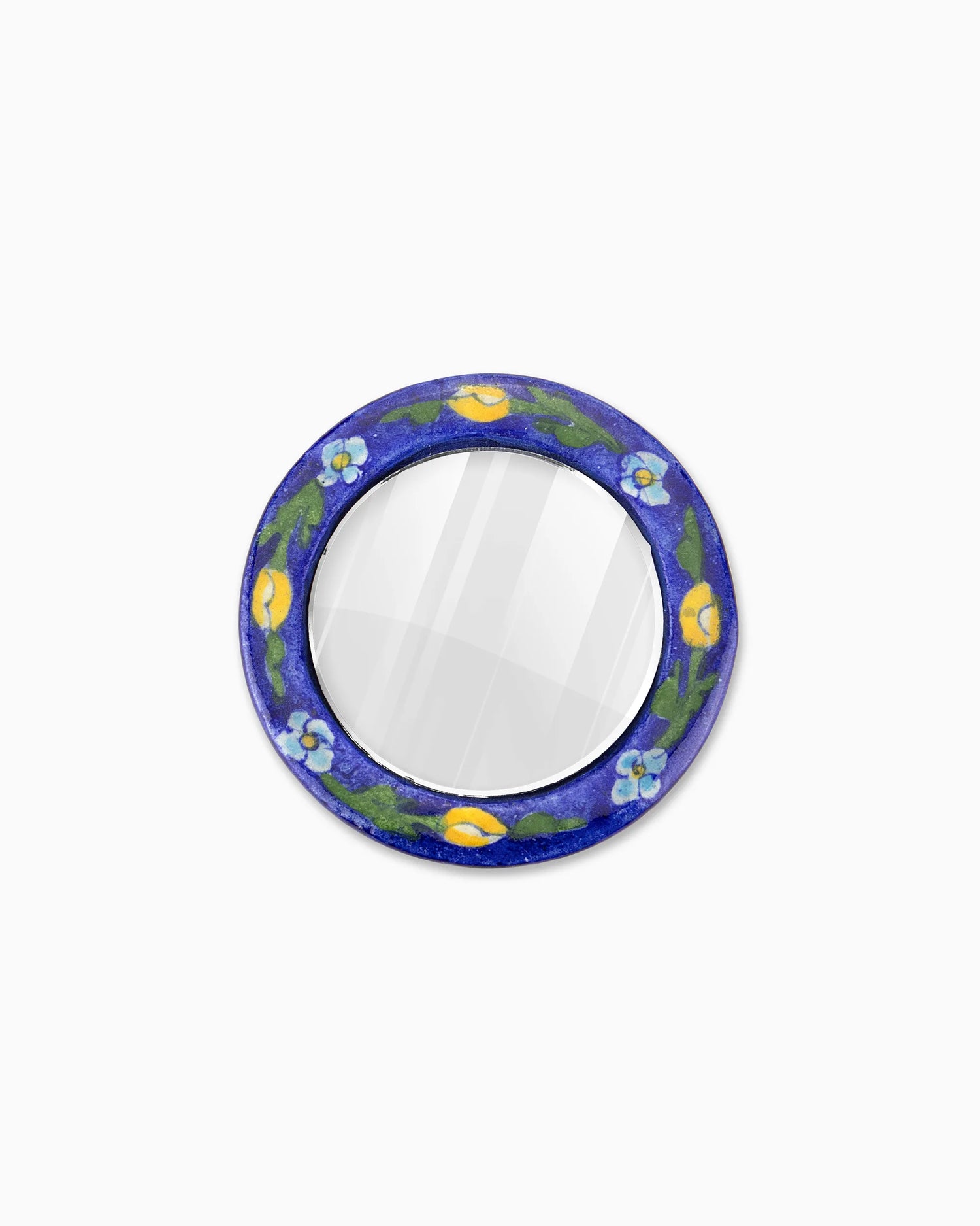 Ceramic Mirror with Pouch Blue | Singhvis