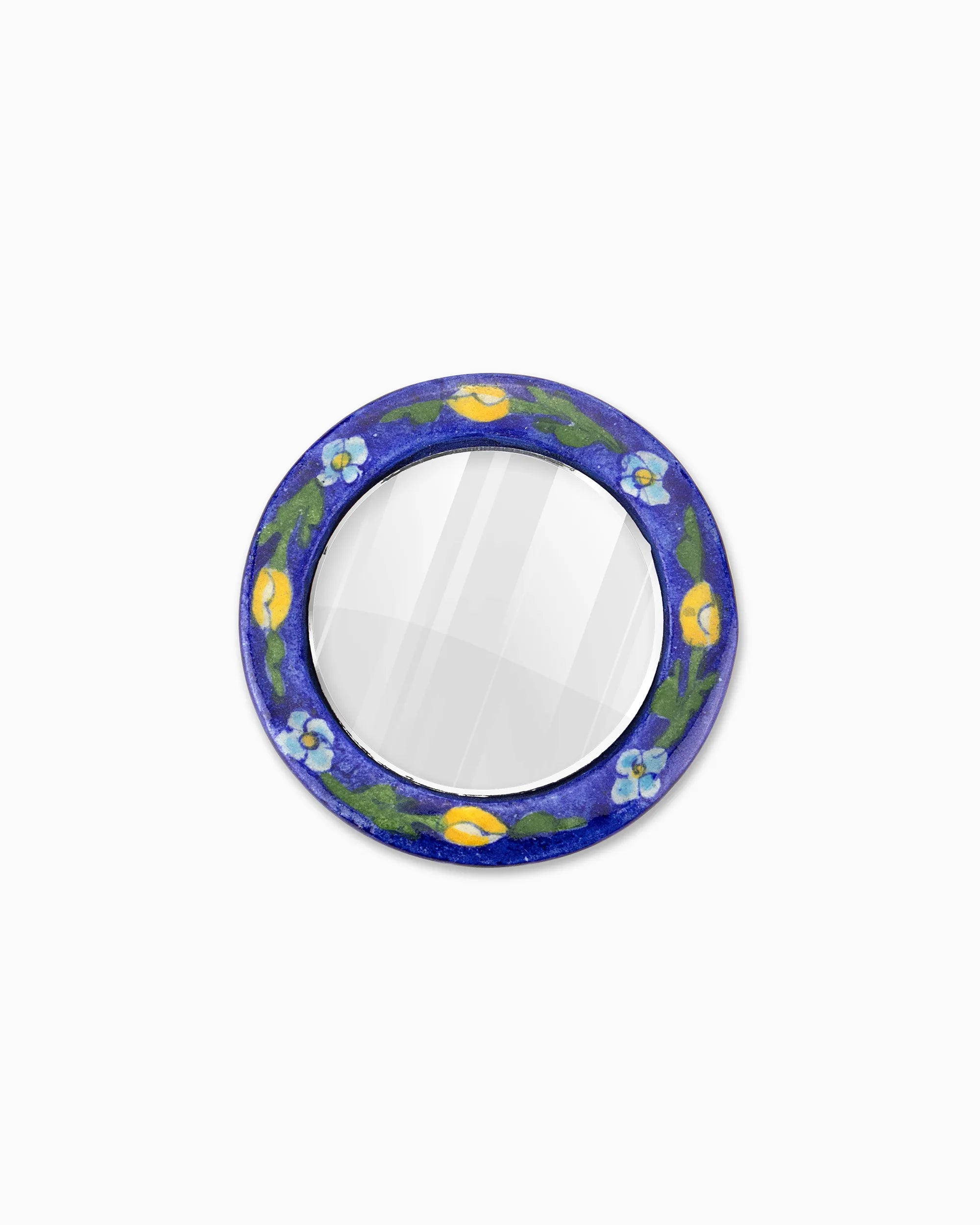 Ceramic Mirror with Pouch Blue | Singhvis