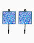Ceramic Square Iron Tile Hook (Set of 2) Blue | Singhvis