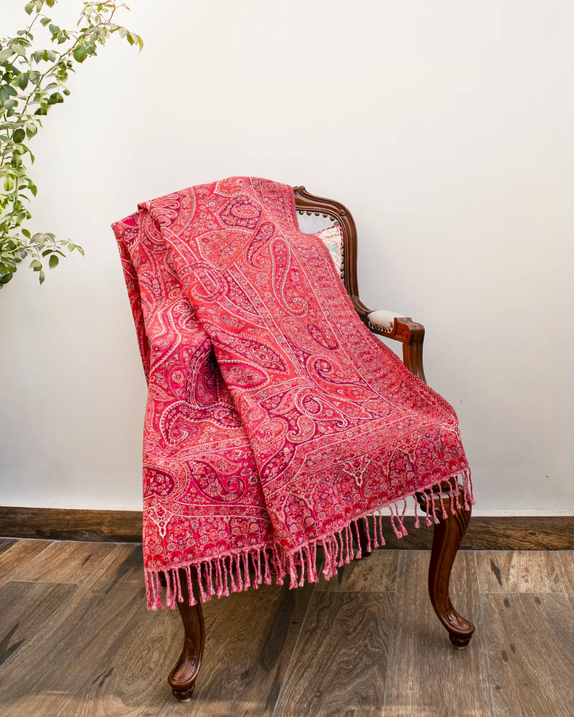 Crimson Paisley Haven Wool Throw | Singhvis
