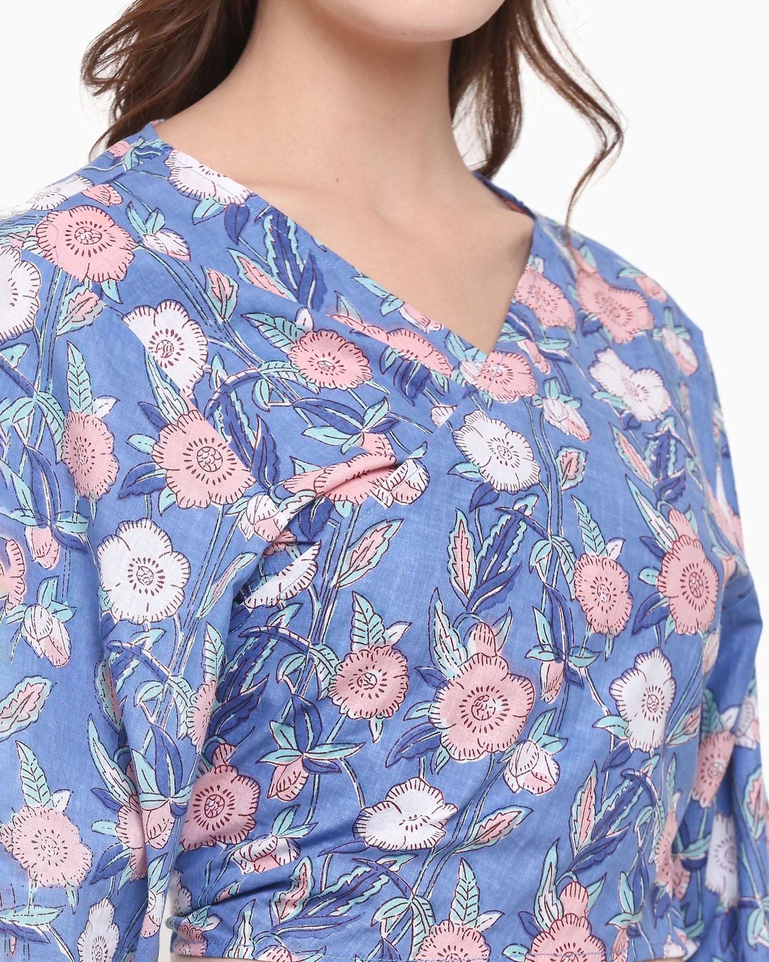 Elena Lilac Blue Wrap Crop Top | Singhvis