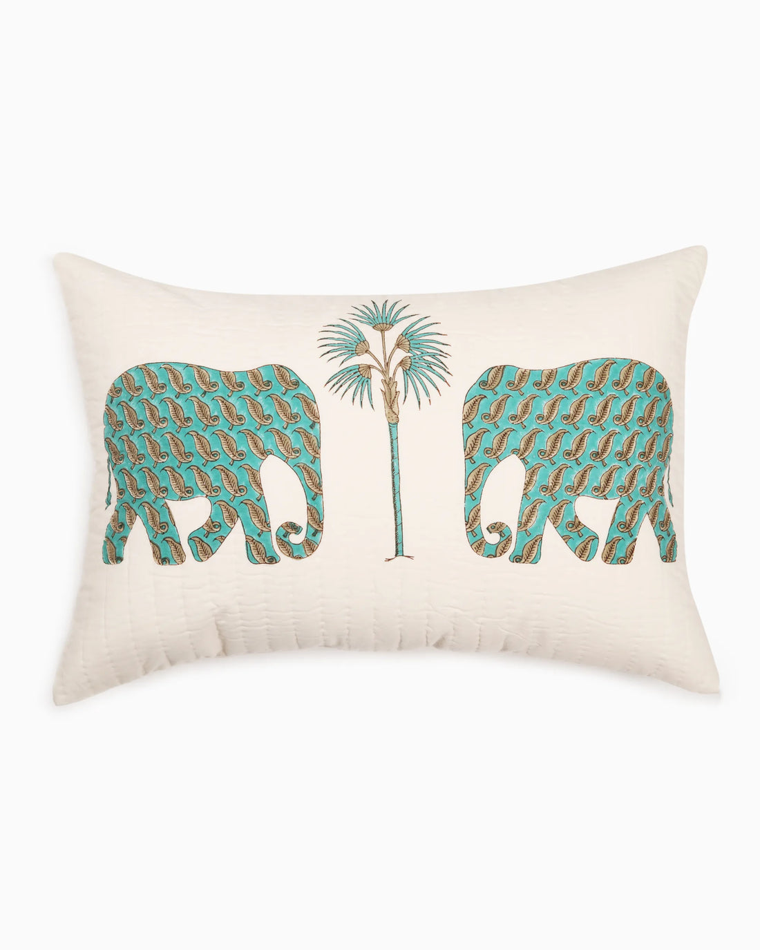 Elephant Quilted Cushion Cover Green | Singhvis