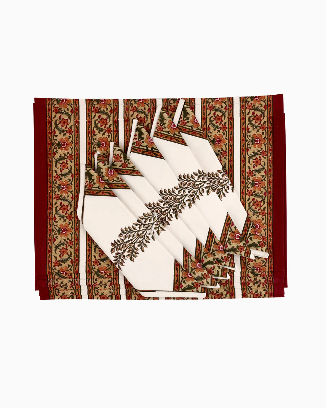 Flora Placemats & Napkins (Set of 8) Red | Singhvis