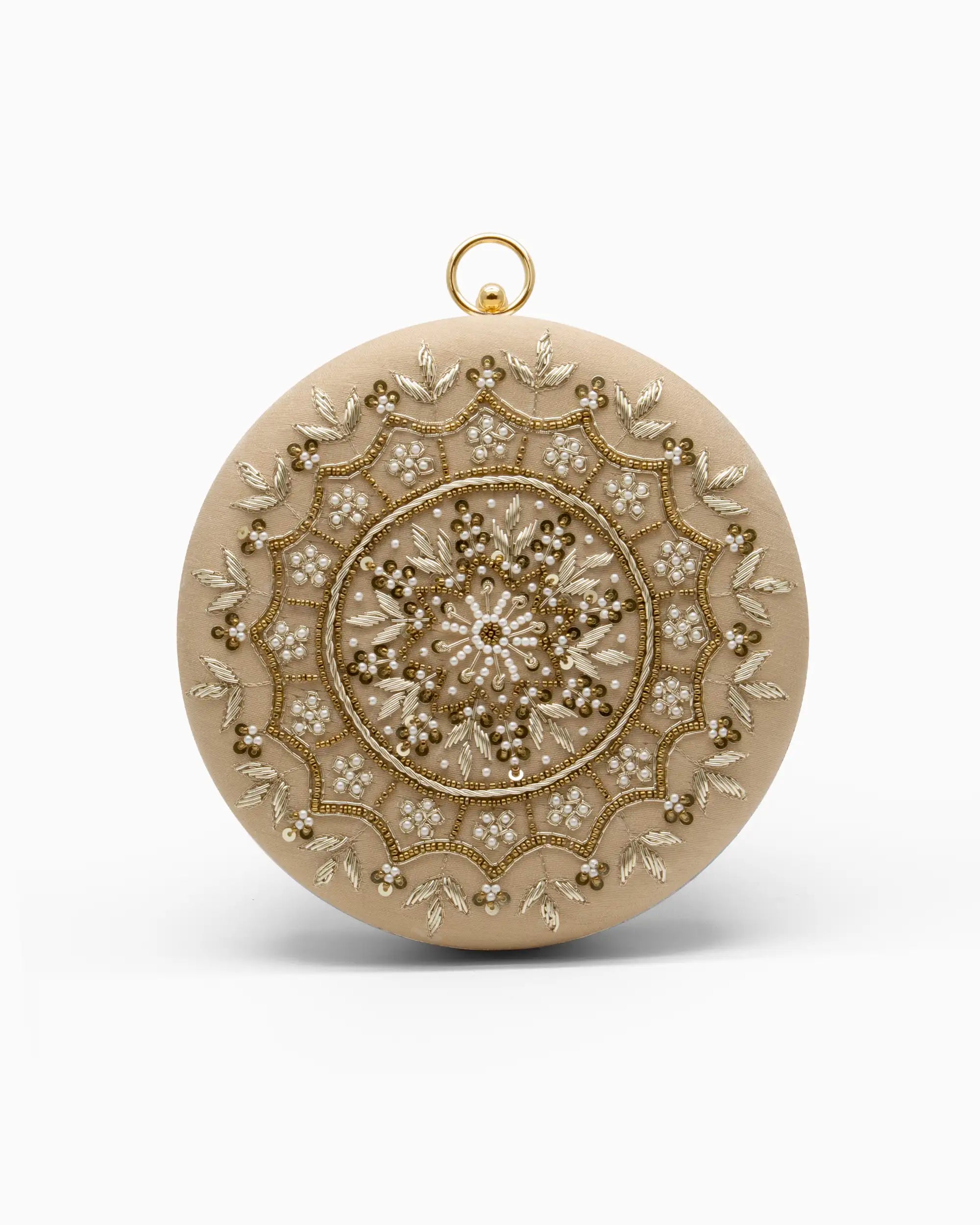 Heirloom Pearl Round Evening Clutch - Beige Formal Purse | Singhvis