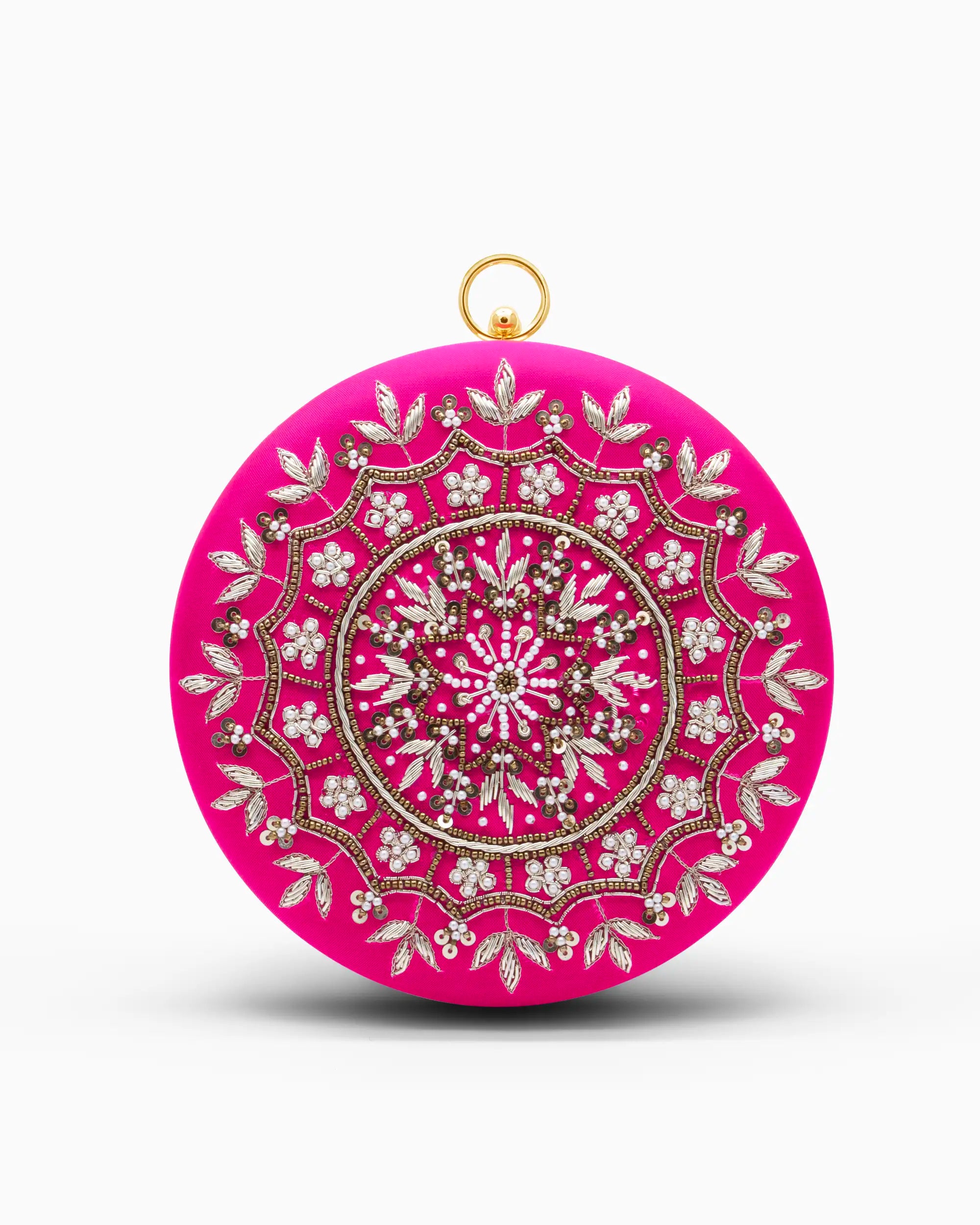 Hot Pink Starburst Evening Clutch | Singhvis