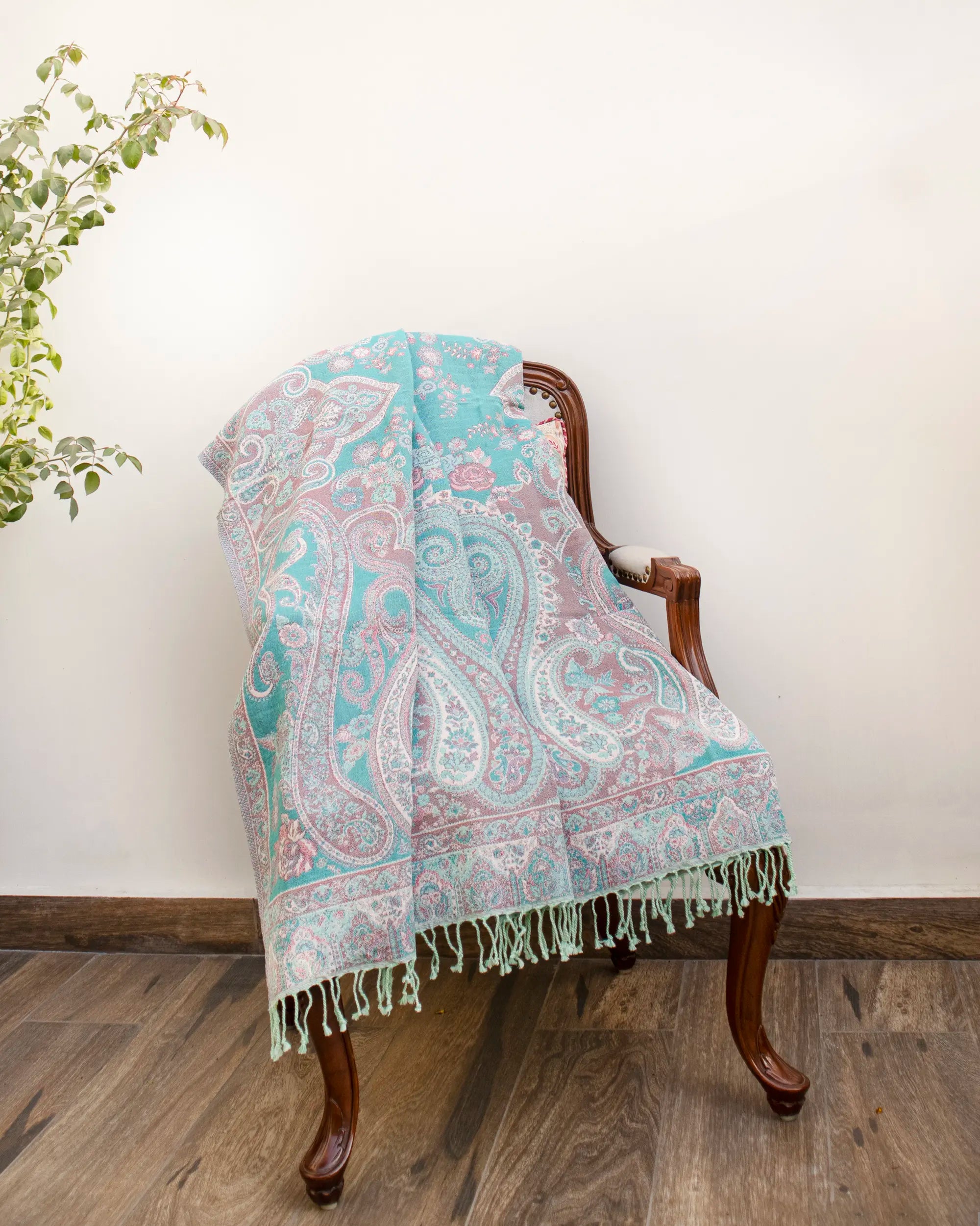 Majestic Blue Cotton & Wool Throw | Singhvis