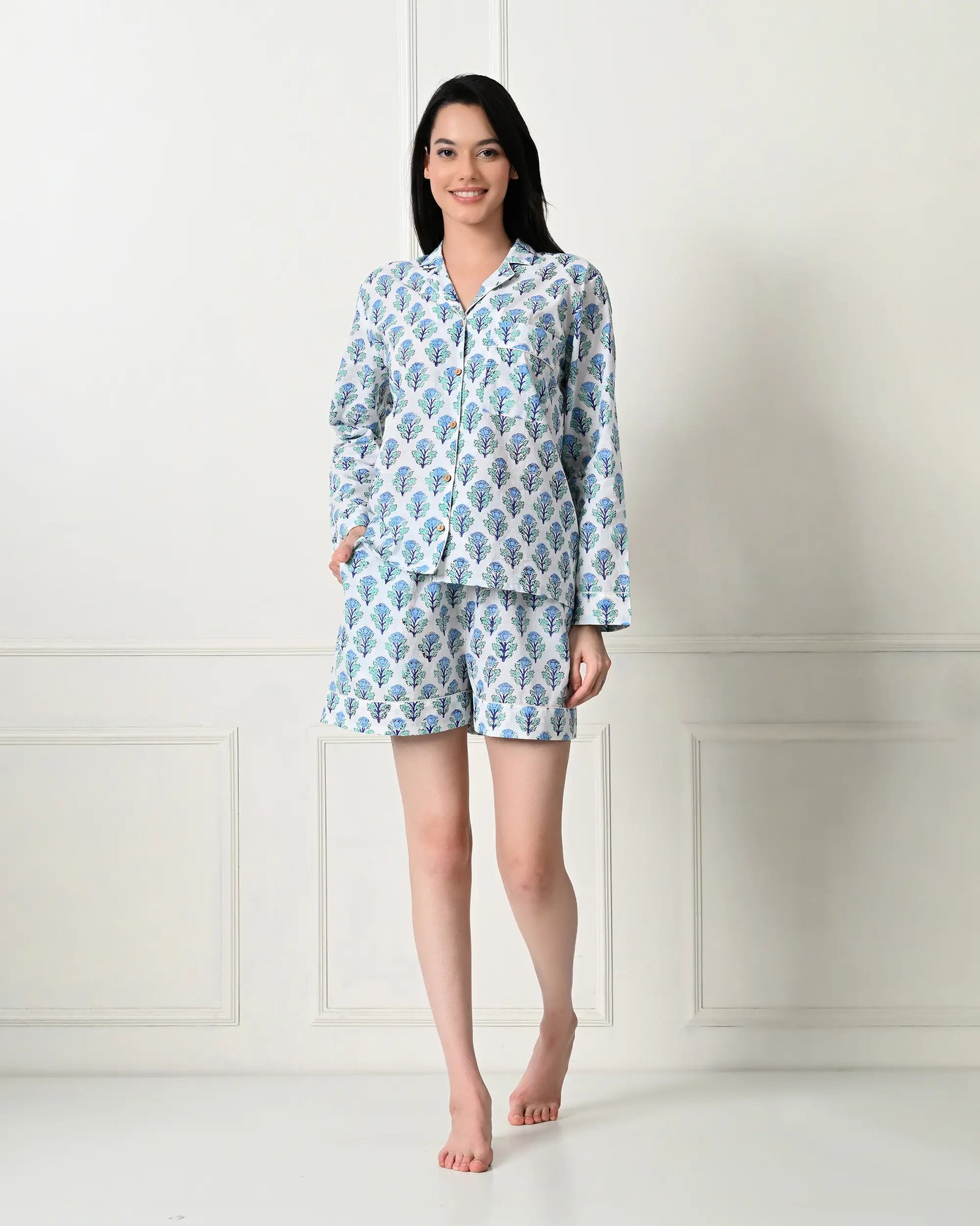 Minty White Meadow Pajamas | Singhvis