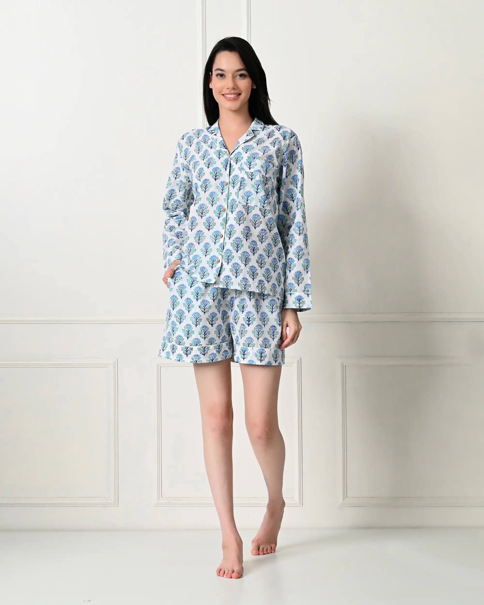 Minty White Meadow Pajamas | Singhvis