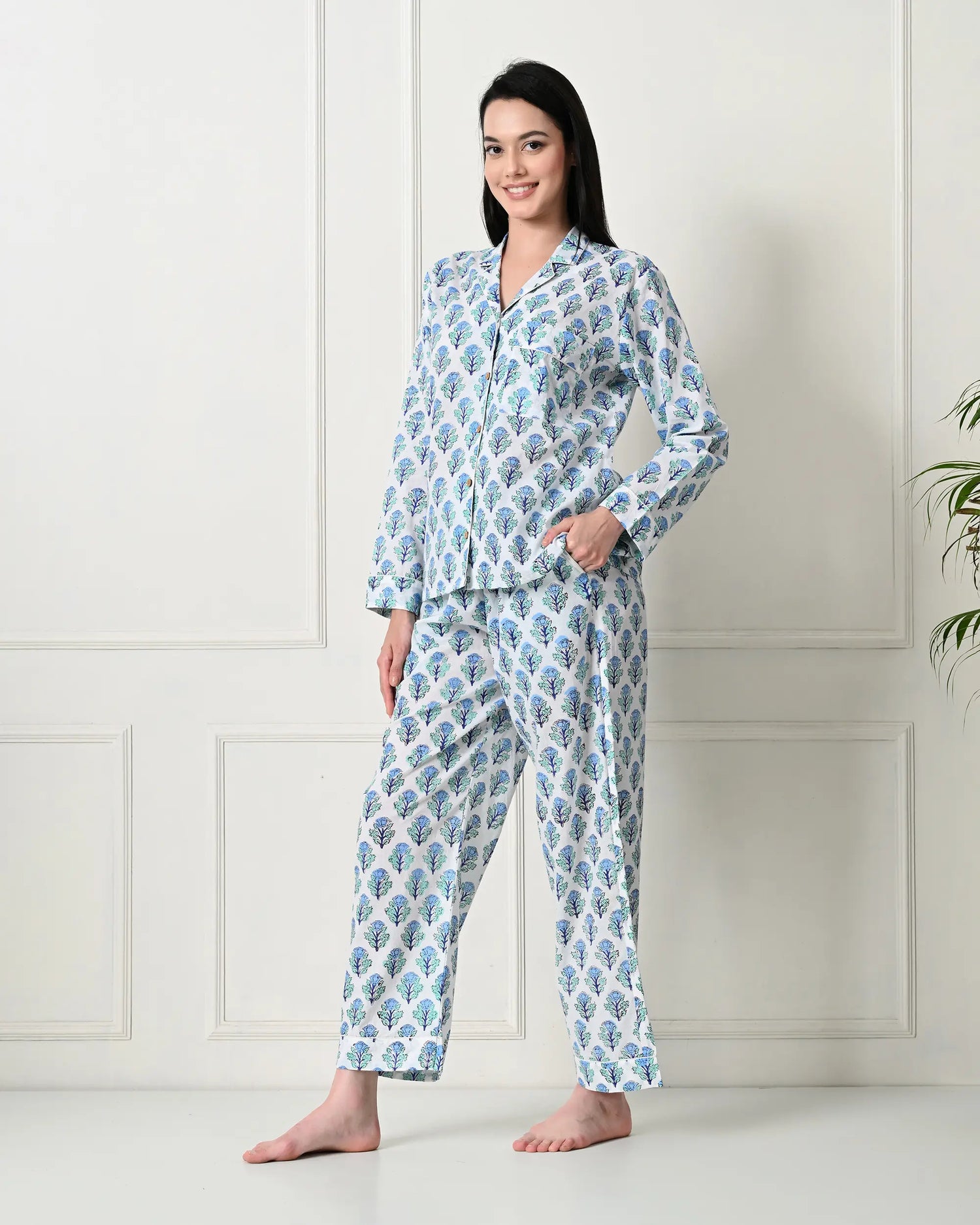 Minty White Meadow Pajamas | Singhvis