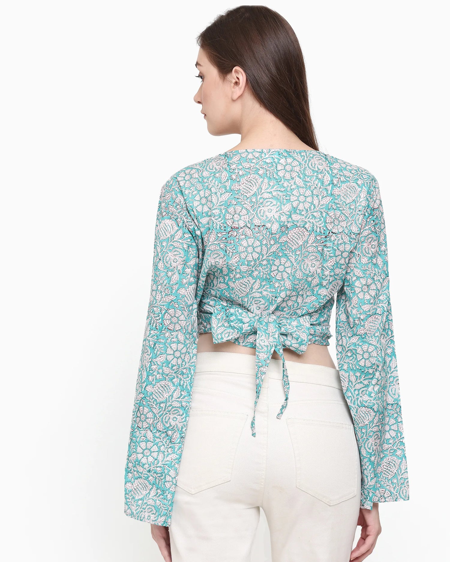 Morina Boundless Blue Wrap Crop Top | Singhvis