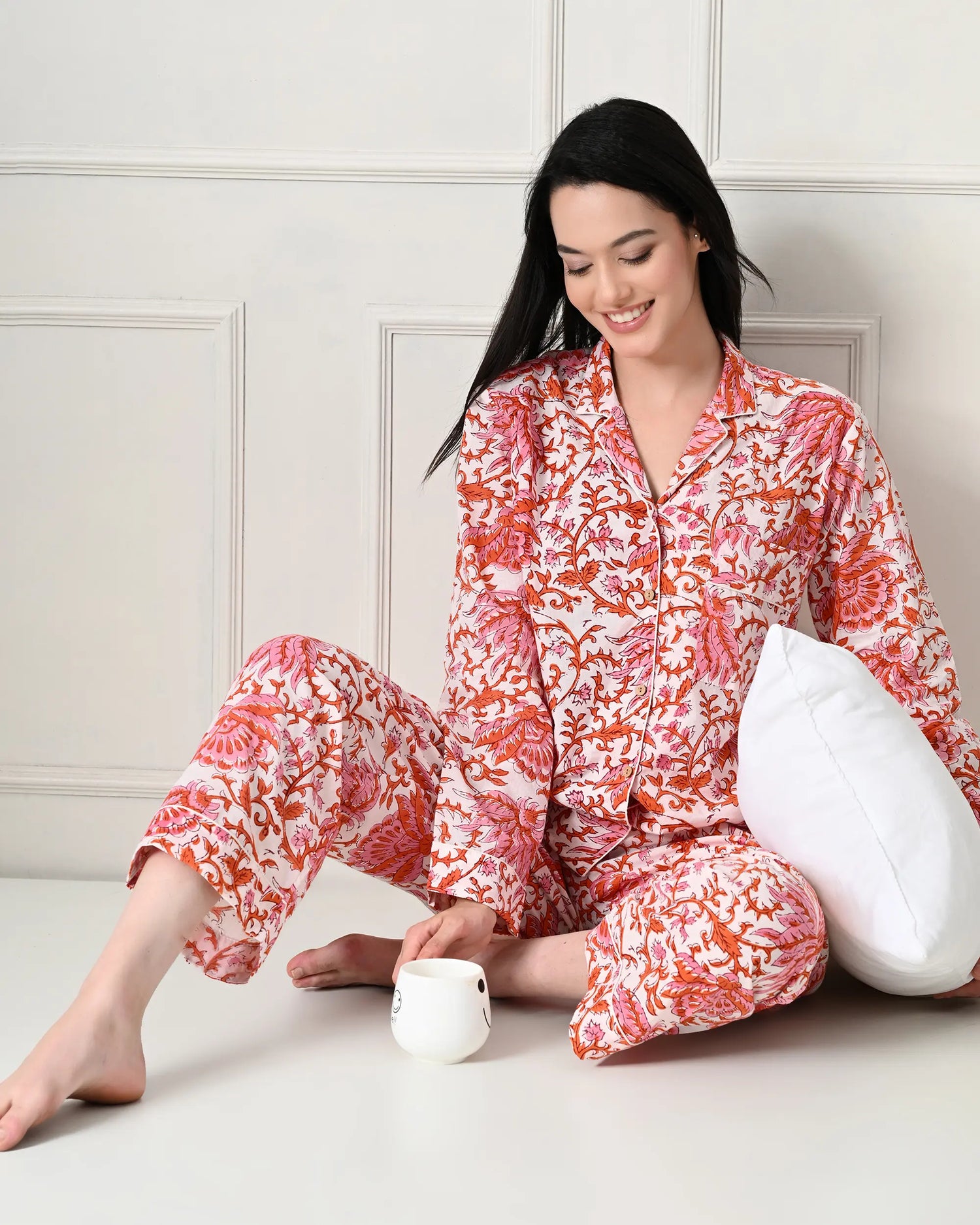 Orange Zest Floral Pajamas | Singhvis