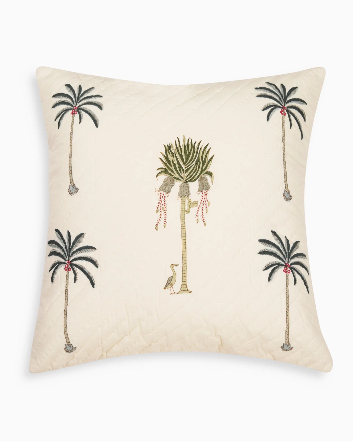 Palm Grove Quilted Cushion Cover White | Singhvis