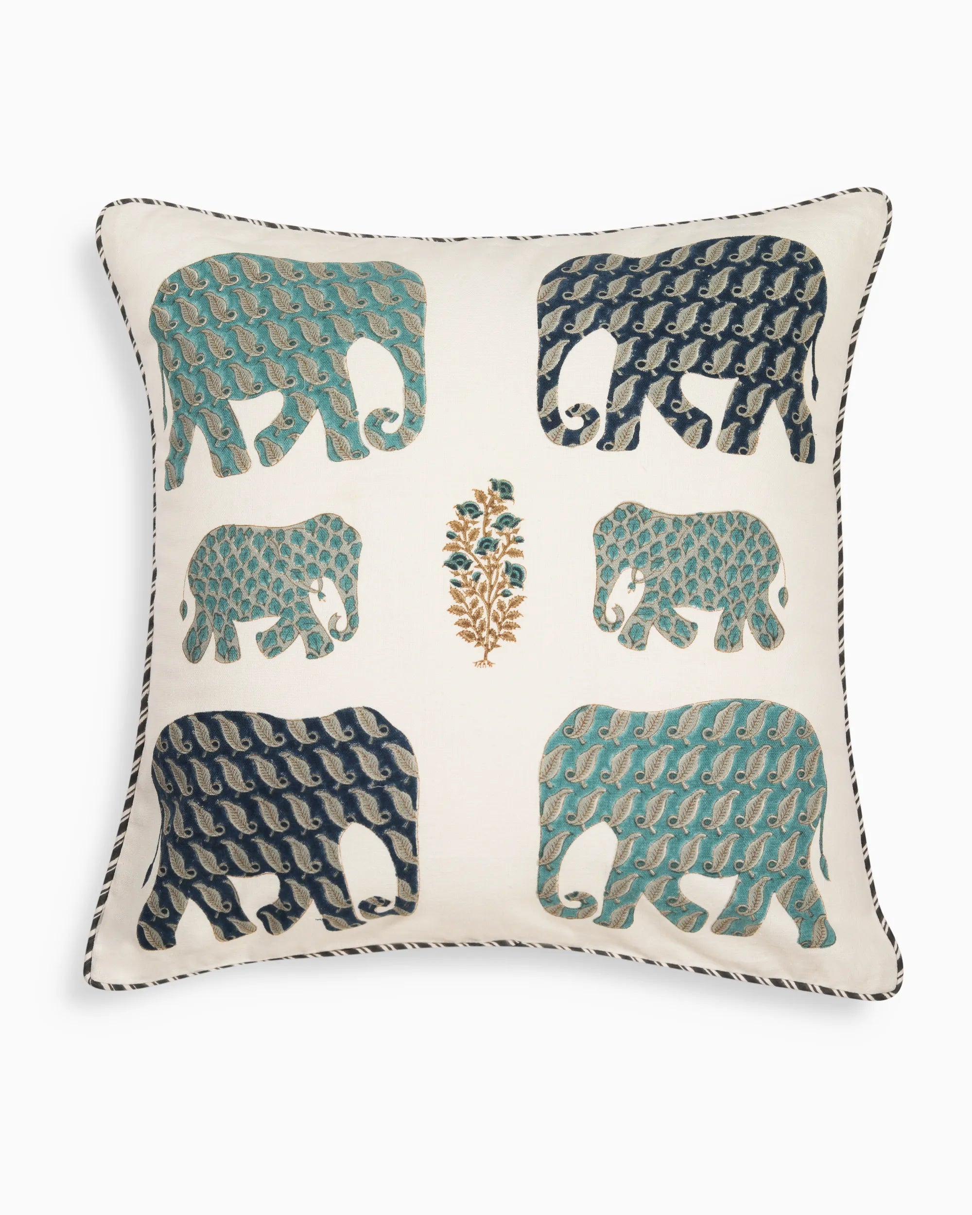 Regal Elephants Cushion Cover White | Singhvis