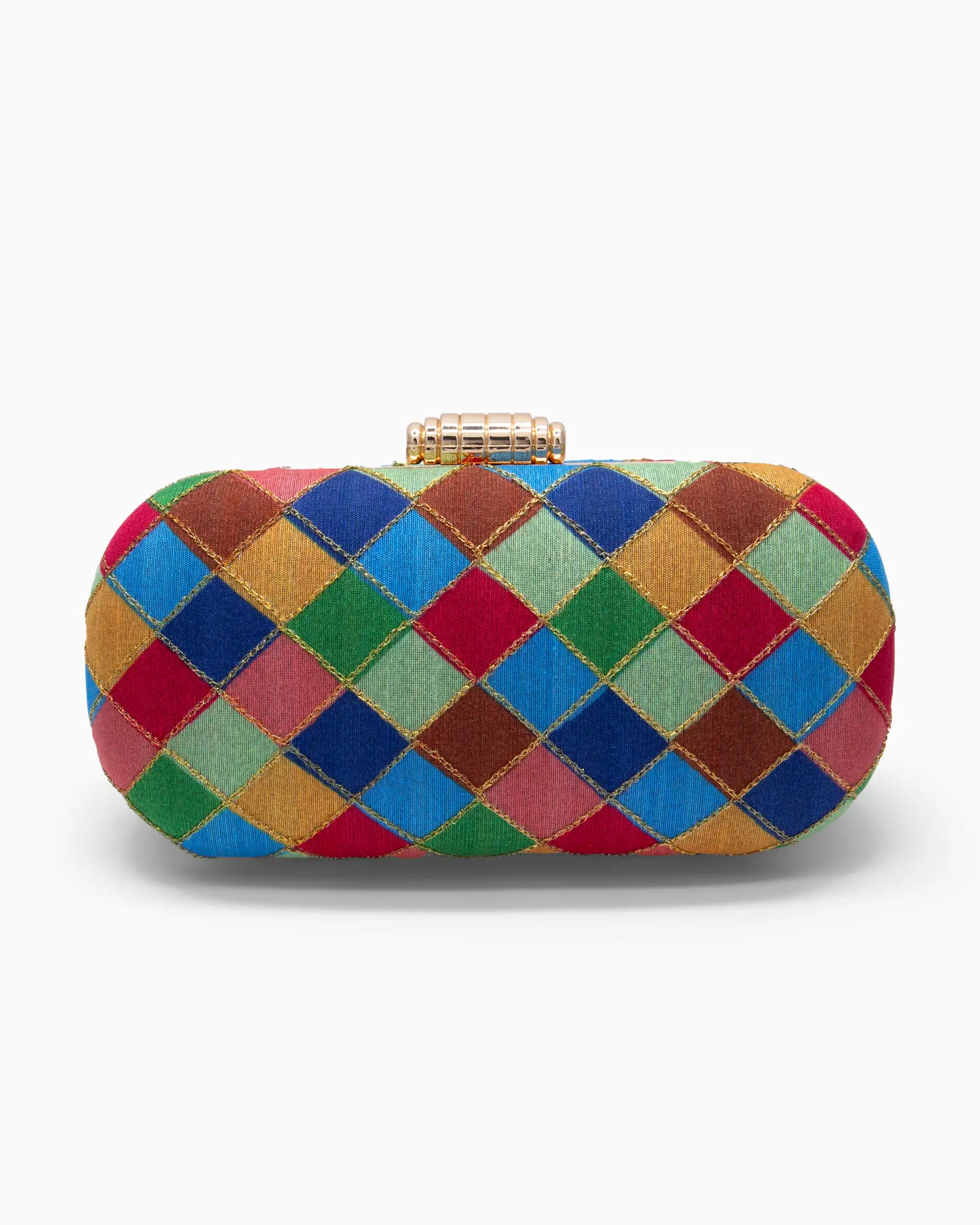 Retro Multicolor Patchwork Evening Clutch | Singhvis