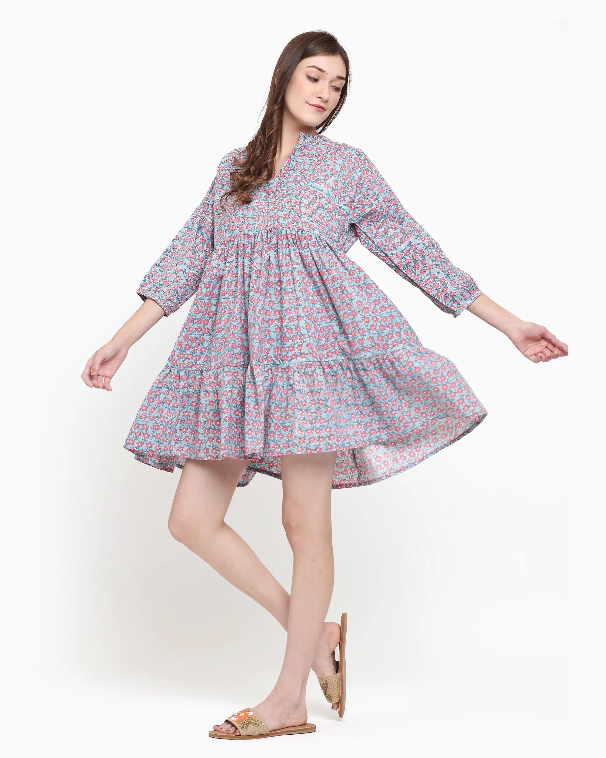 Talia Floral Green Dress | Singhvis