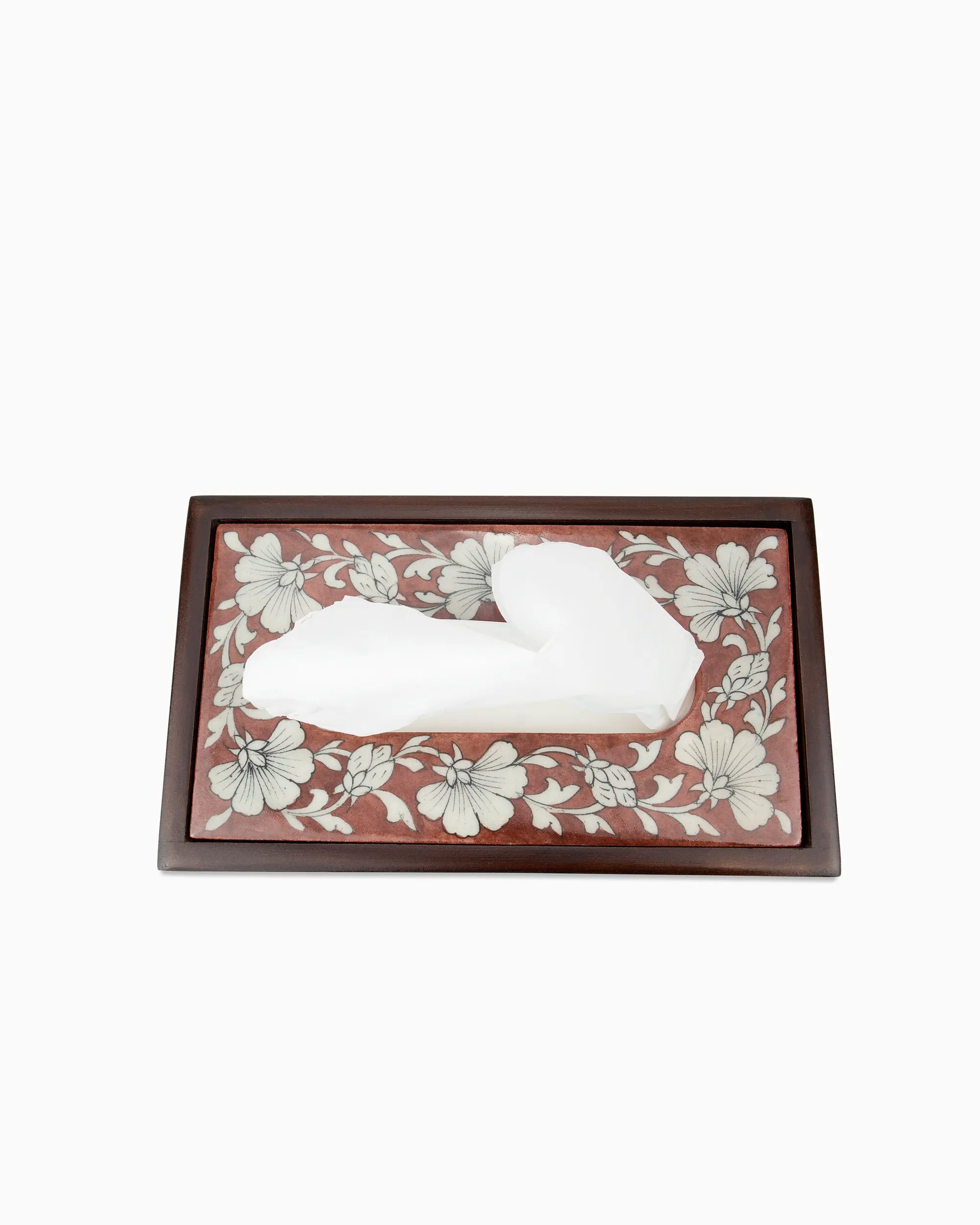Wooden Tissue Box Holder with Ceramic Tile | Singhvis
