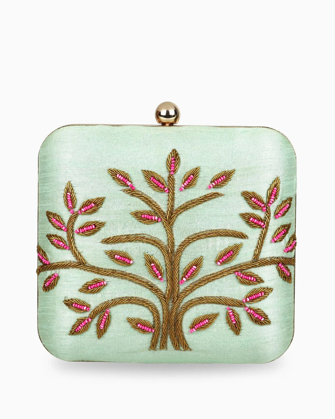 Pink Fall Clutch - Green | Singhvis
