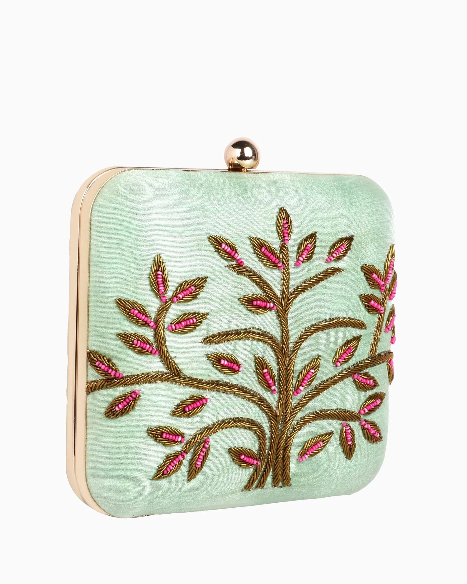 Pink Fall Clutch - Green | Singhvis