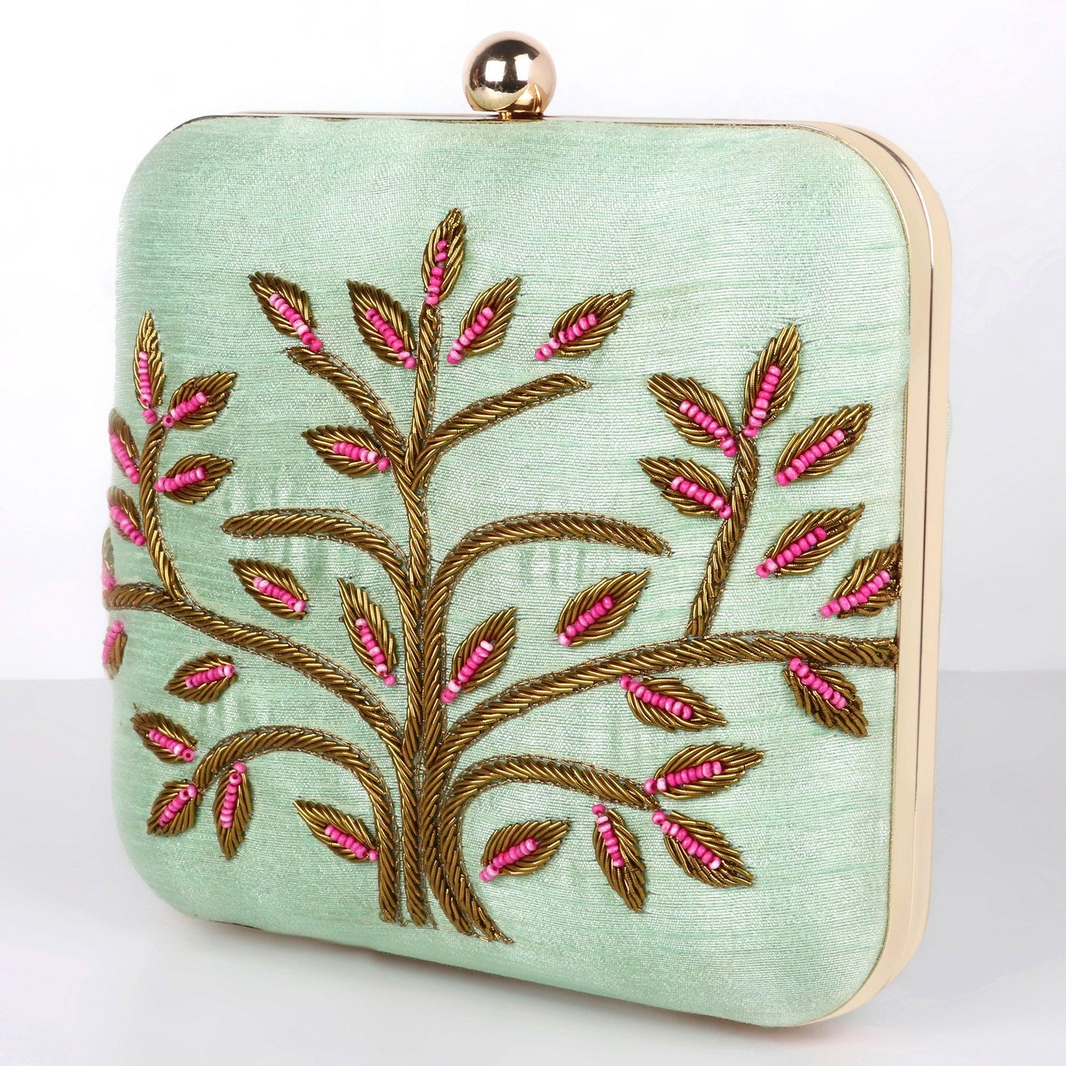 Pink Fall Clutch - Green | Singhvis