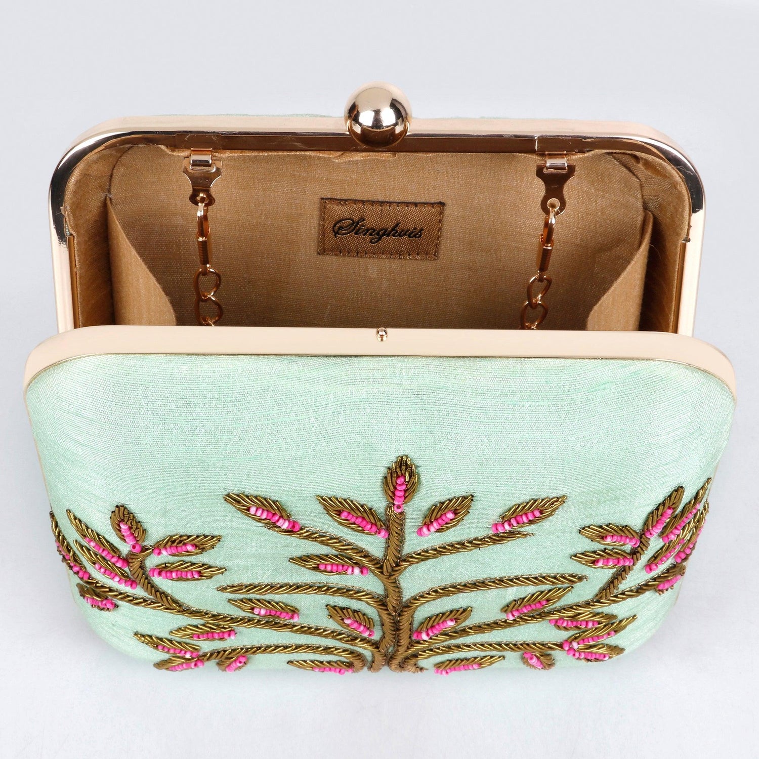 Pink Fall Clutch - Green | Singhvis