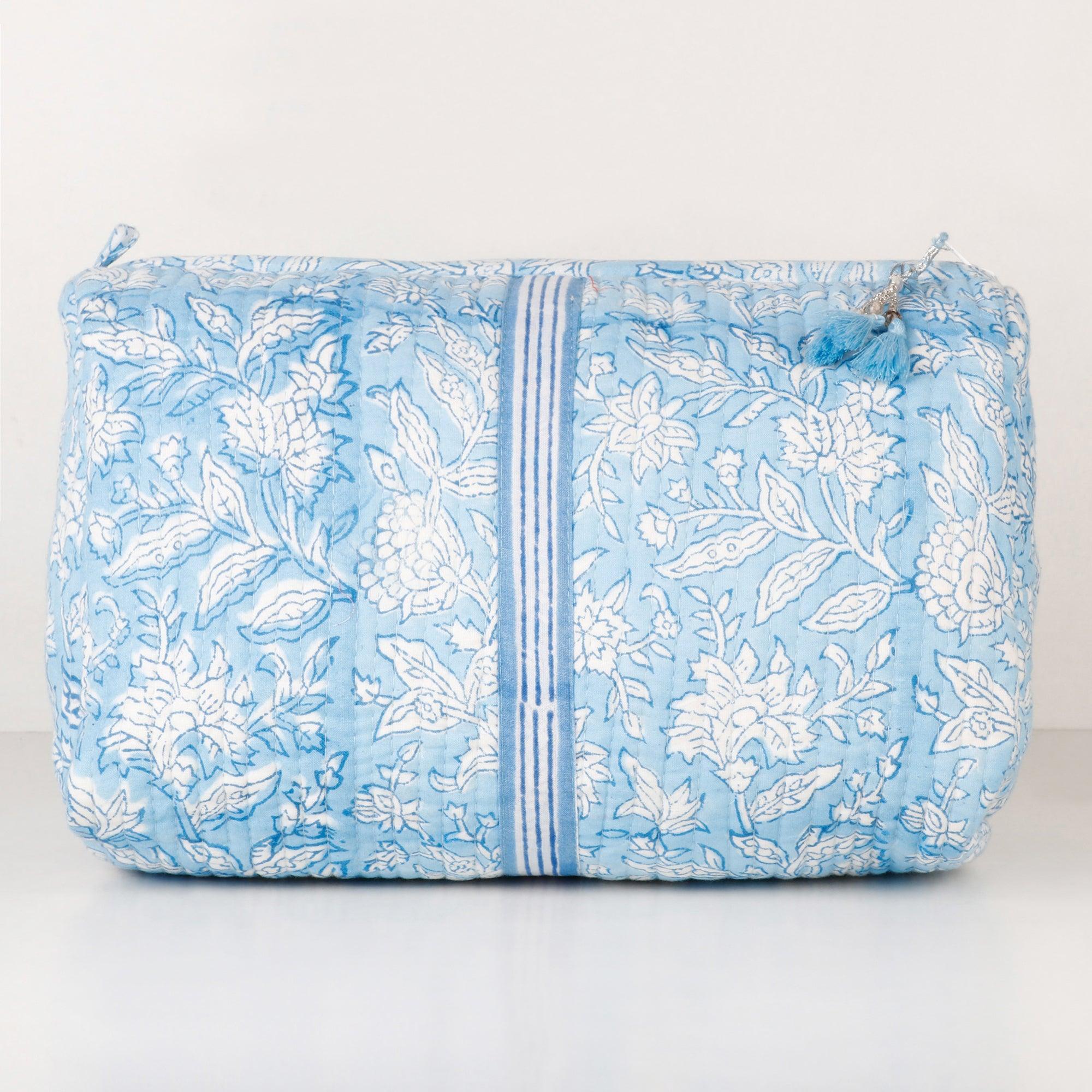 Wineberry Cosmetic Bag L Blue Border | Singhvis