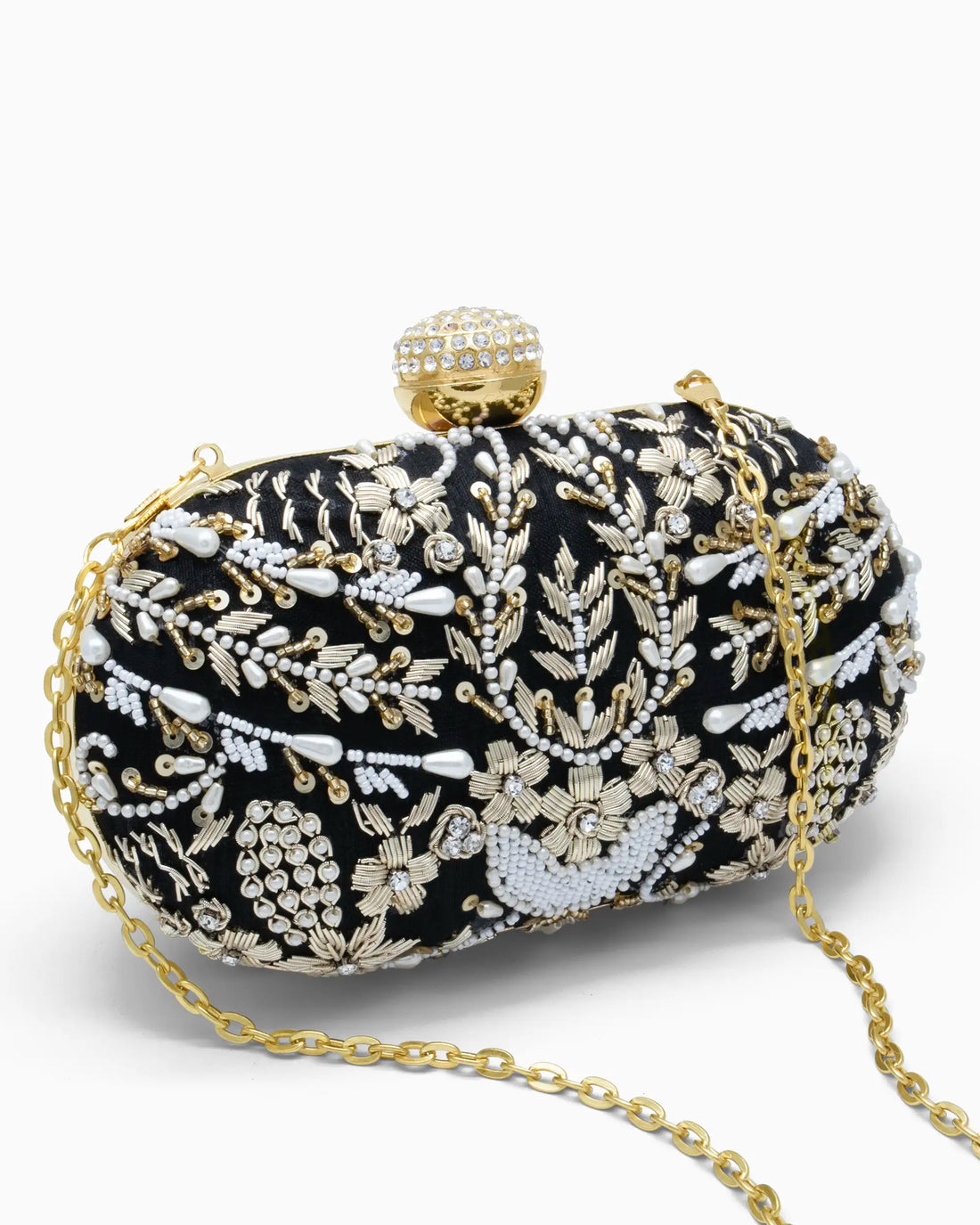 Black Bridal Pearl Evening Clutch | Singhvis