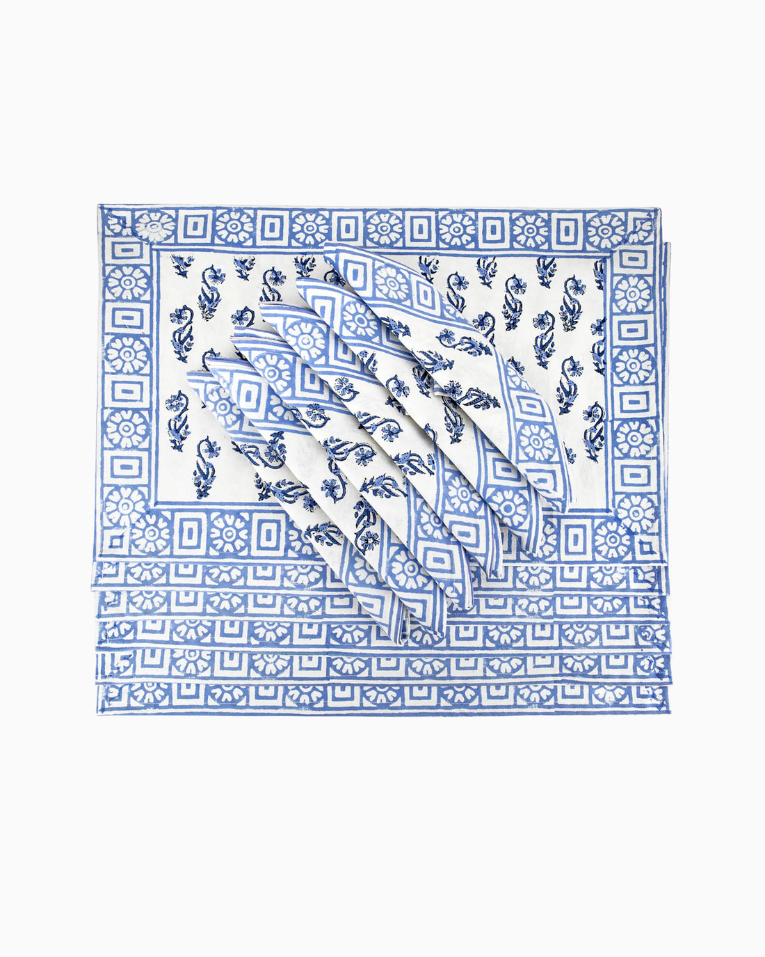 Bluestar Placemats &amp; Napkins (Set of 12) Blue | Singhvis