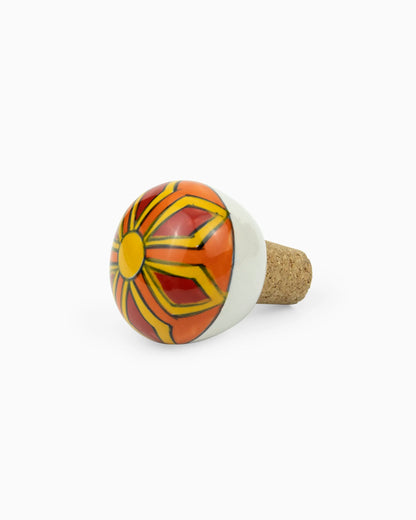 Ceramic Bottle Stopper (Set of 2) Orange | Singhvis