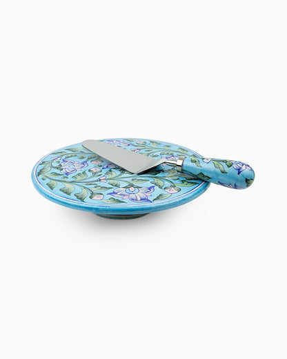 Ceramic Cake Stand with Spatula Blue | Singhvis