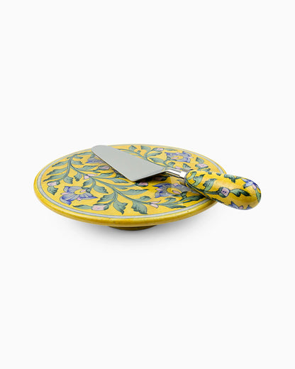 Ceramic Cake Stand with Spatula Yellow | Singhvis