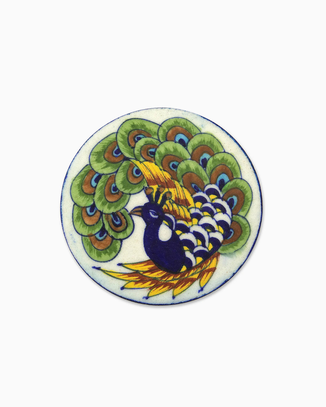 Ceramic Peacock Coasters (Set of 6) Green | Singhvis
