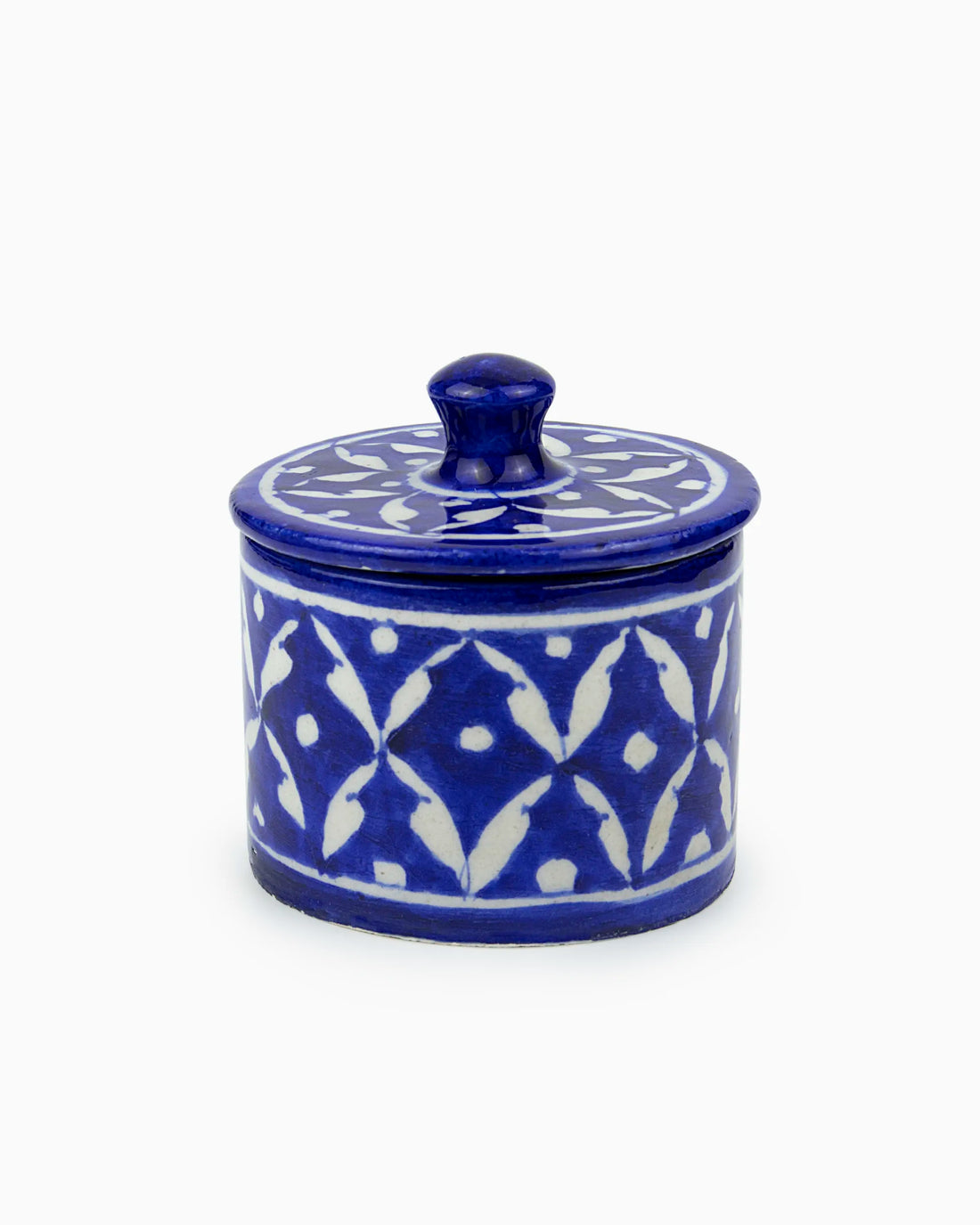 Ceramic Container with Lid - Bathroom Organizer Blue | Singhvis