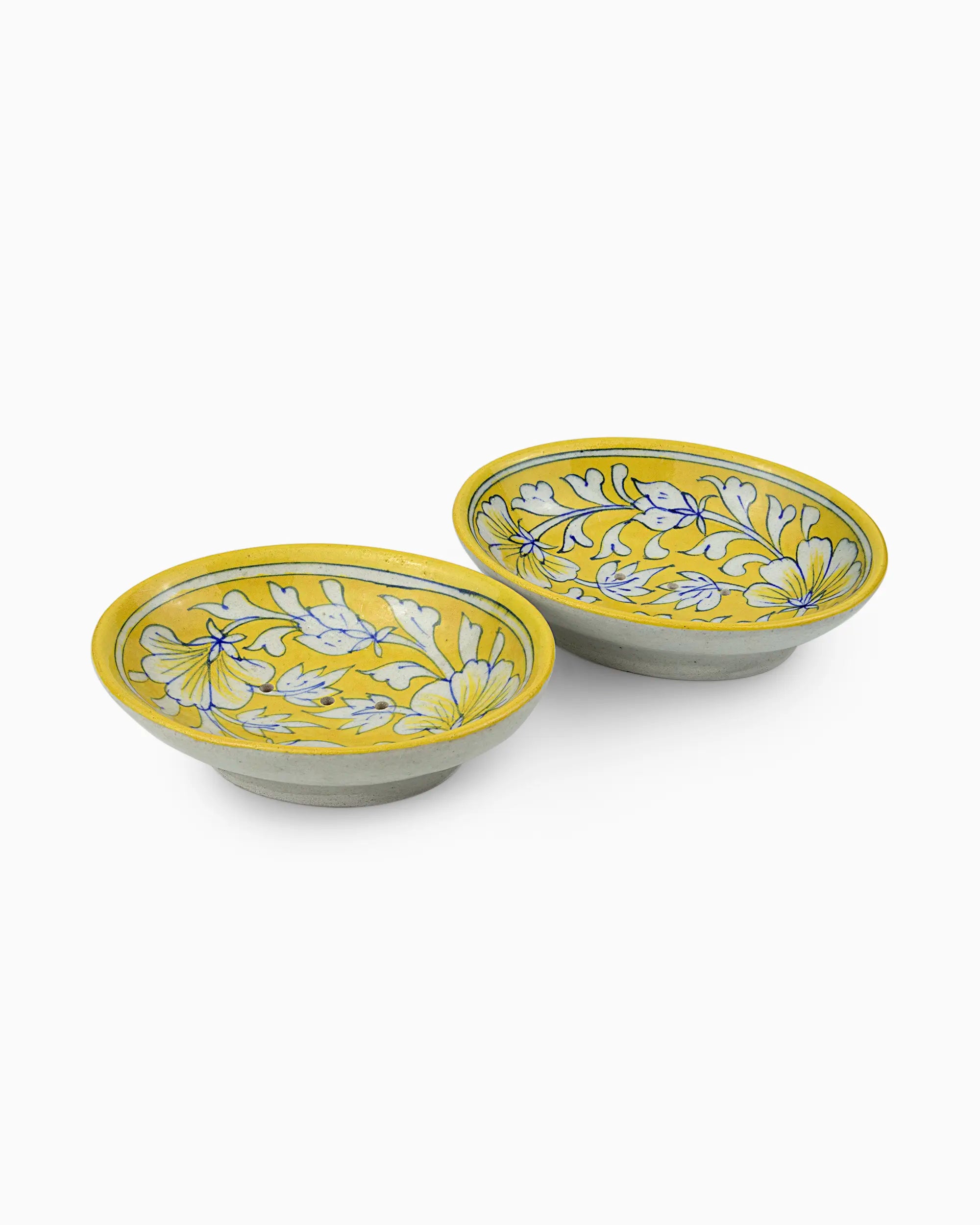 Ceramic Floral Soap Dish (Set of 2) Yellow | Singhvis