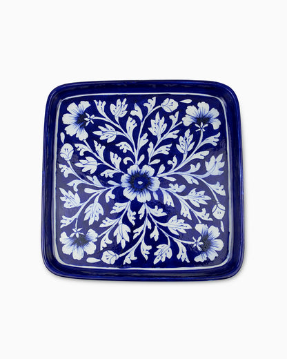 Ceramic Floral Square Plate Blue | Singhvis
