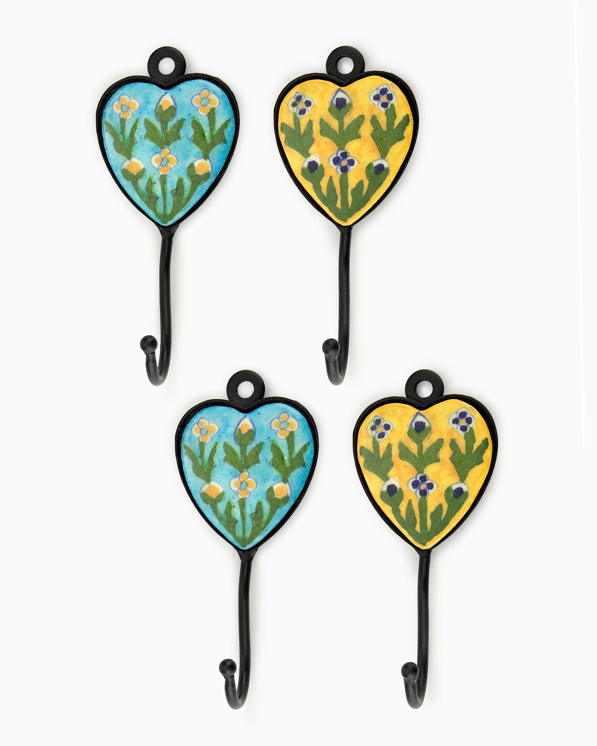 Ceramic Heart Iron Tile Hook (Set of 4)