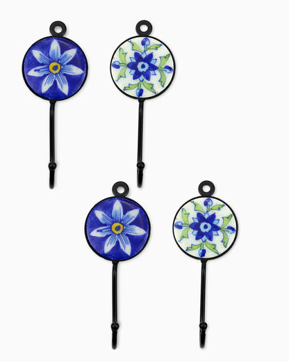 Ceramic Iron Tile Hook (Set of 4) Multi | Singhvis