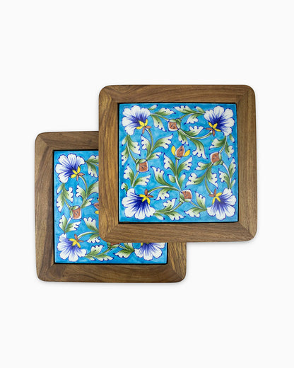 Ceramic Square Trivet (Set of 2) Blue | Singhvis