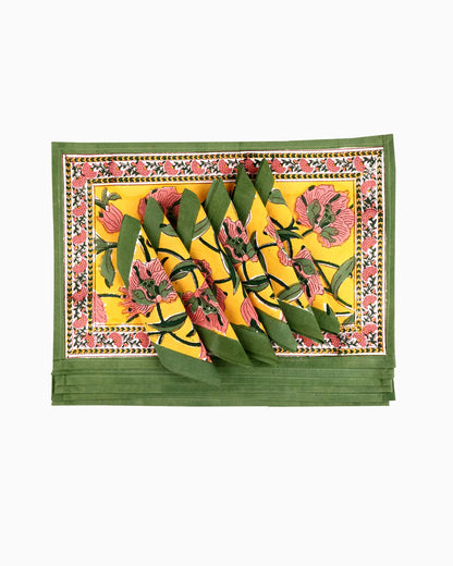 Daylily Placemats &amp; Napkins (Set of 12) Yellow | Singhvis