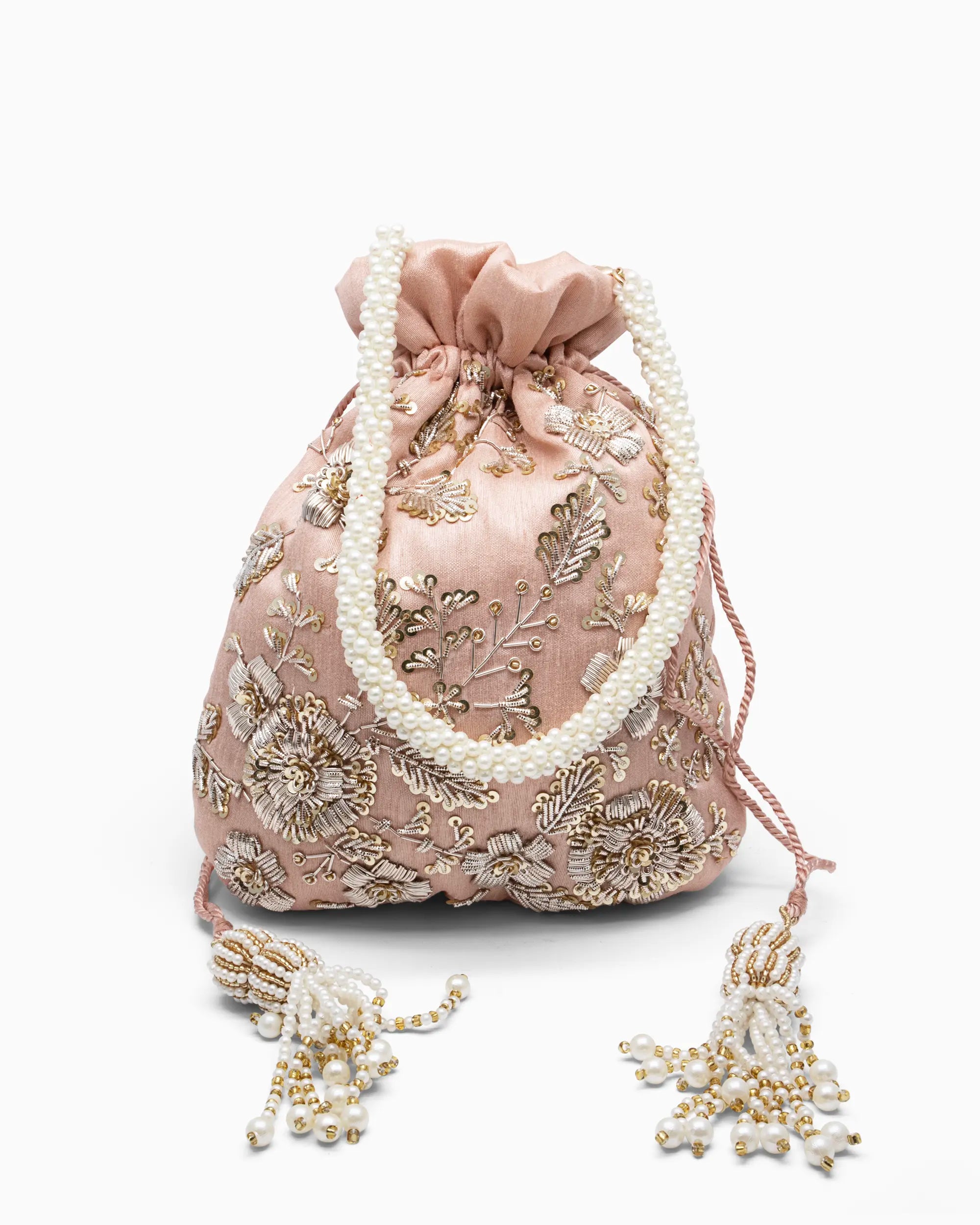 Dusky Rose Embellished Evening Clutch Bag | Singhvis