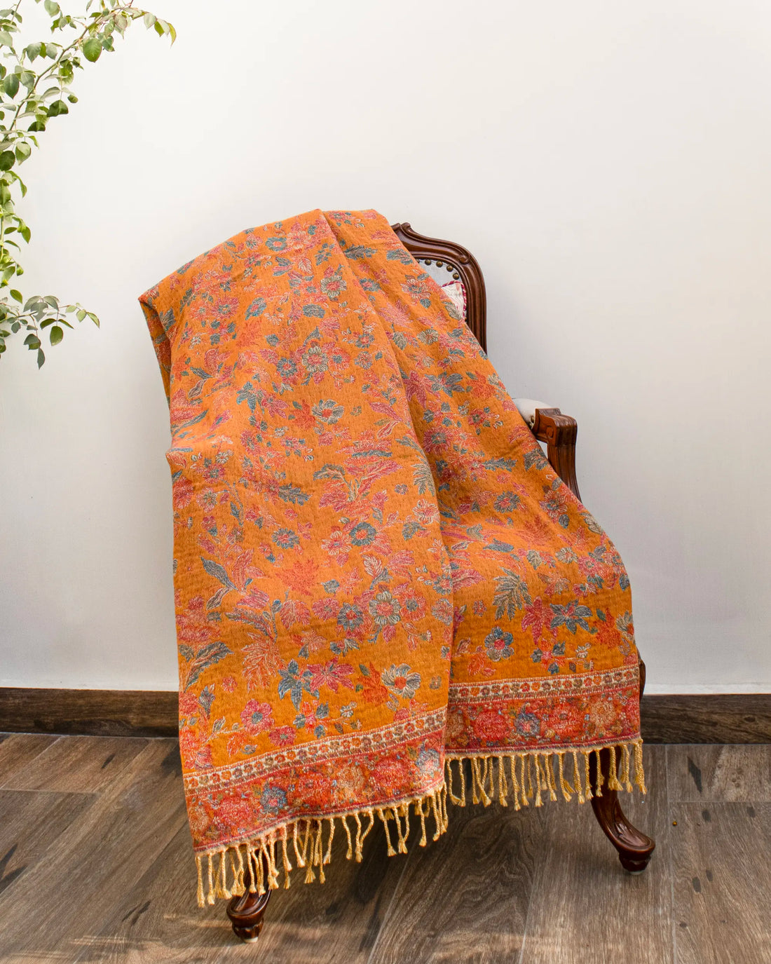 Golden Blossom Wool Throw | Singhvis