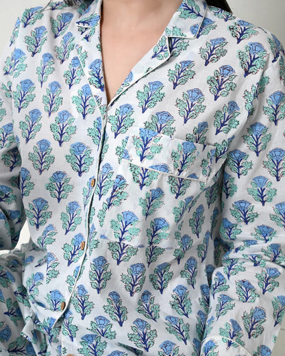 Minty White Meadow Pajamas | Singhvis