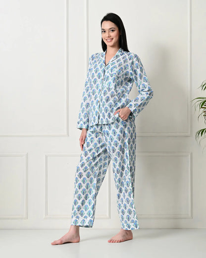 Minty White Meadow Pajamas | Singhvis